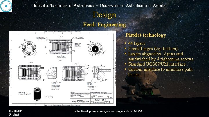 Istituto Nazionale di Astrofisica - Osservatorio Astrofisico di Arcetri Design Feed: Engineering Platelet technology