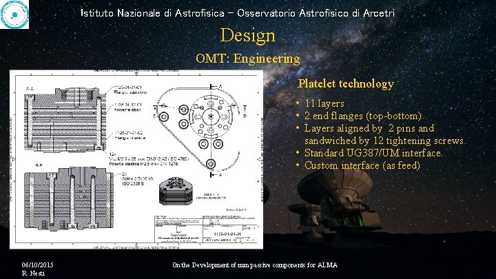 Istituto Nazionale di Astrofisica - Osservatorio Astrofisico di Arcetri Design OMT: Engineering Platelet technology