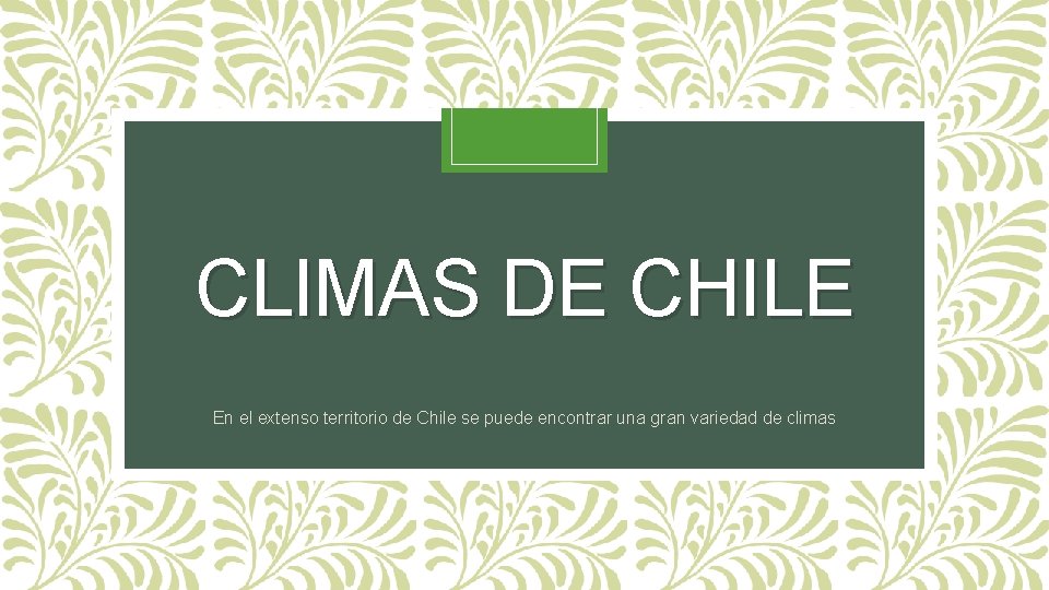 CLIMAS DE CHILE En el extenso territorio de Chile se puede encontrar una gran