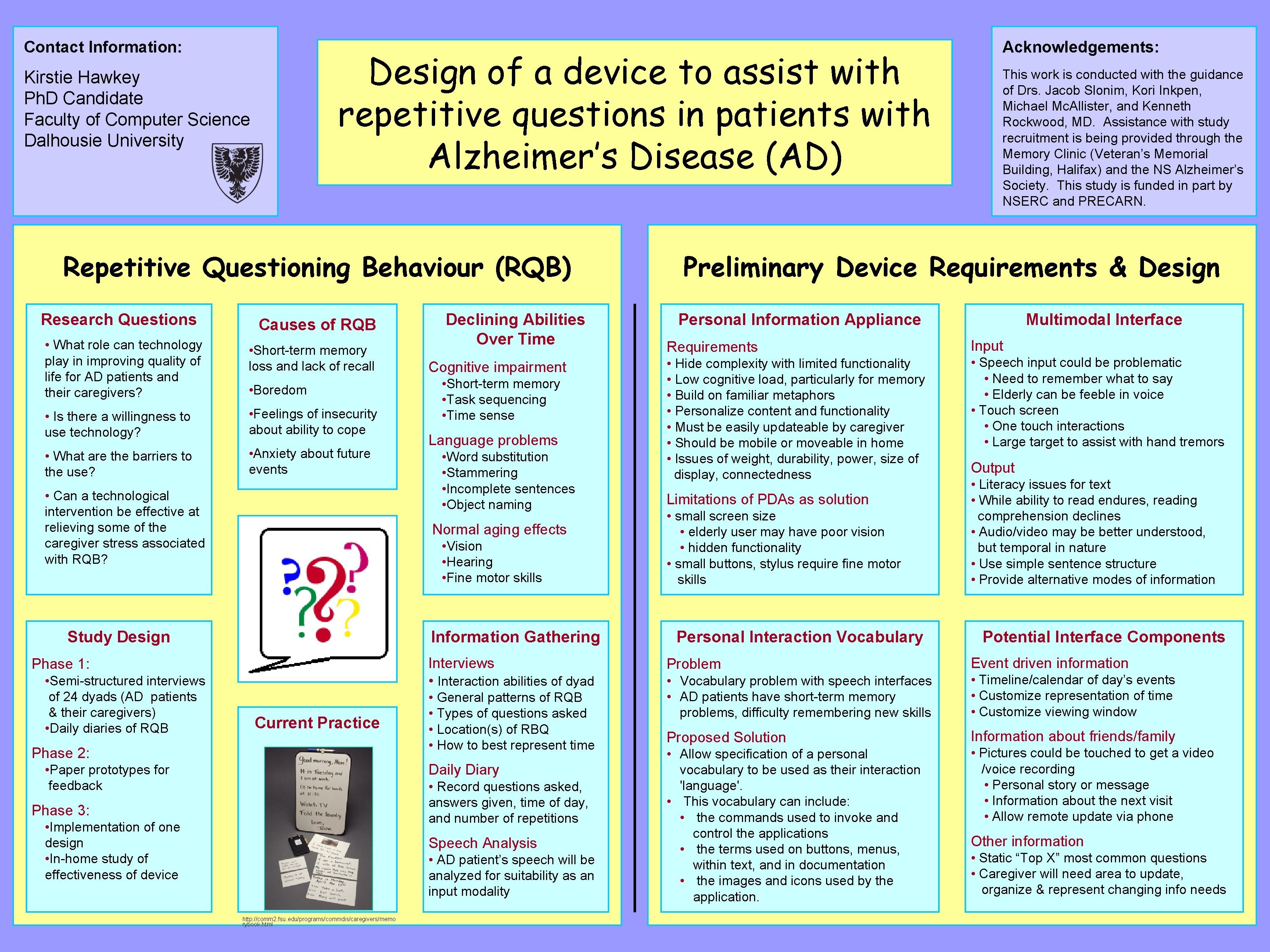 Contact Information: Design of a device to assist with repetitive questions in patients with