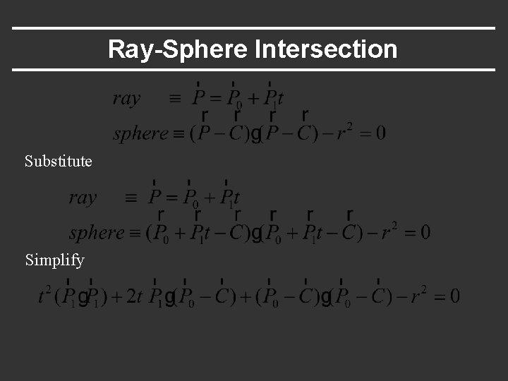 Ray-Sphere Intersection Substitute Simplify 