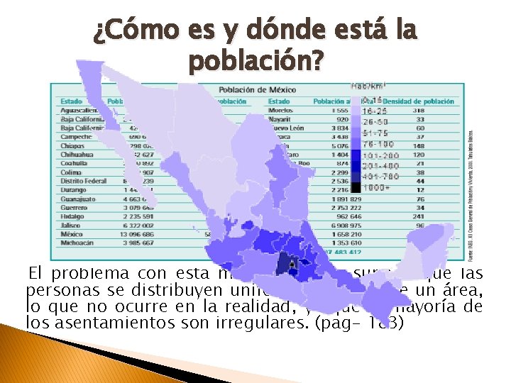 ¿Cómo es y dónde está la población? El problema con esta medida es que