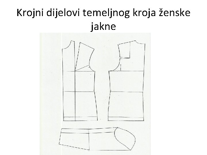 Krojni dijelovi temeljnog kroja ženske jakne 