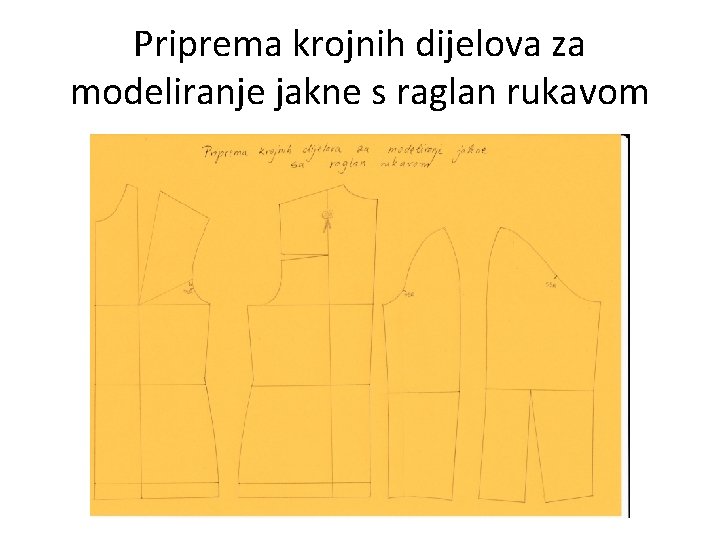 Priprema krojnih dijelova za modeliranje jakne s raglan rukavom 