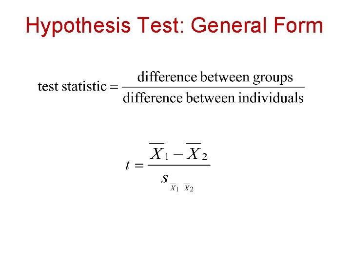 Hypothesis Test: General Form 
