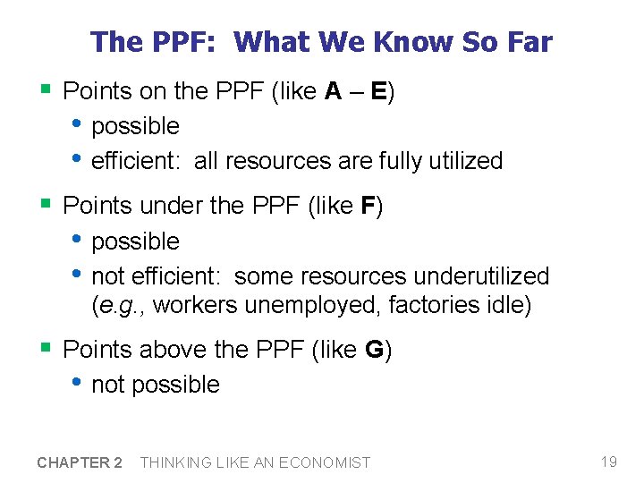 The PPF: What We Know So Far § Points on the PPF (like A