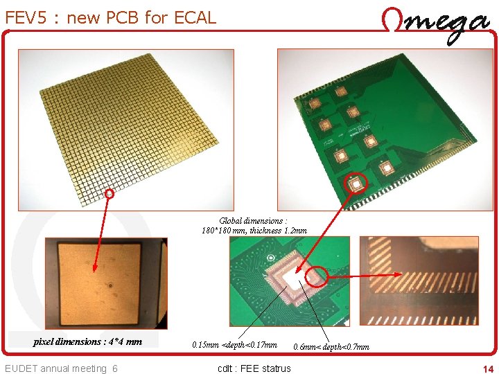 FEV 5 : new PCB for ECAL Physical prototype Global dimensions : 180*180 mm,