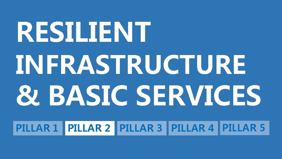 RESILIENT INFRASTRUCTURE & BASIC SERVICES PILLAR 1 PILLAR 2 PILLAR 3 PILLAR 4 PILLAR