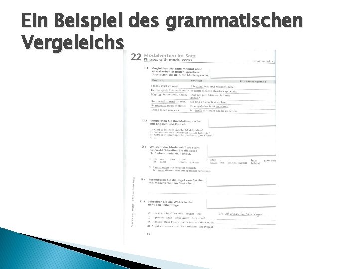 Ein Beispiel des grammatischen Vergeleichs 