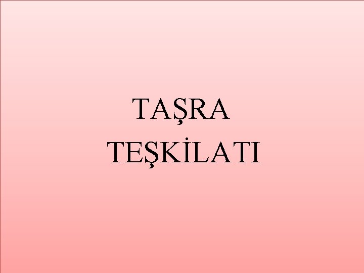 TAŞRA TEŞKİLATI 