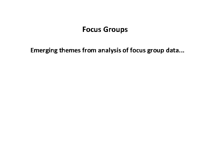 Focus Groups Emerging themes from analysis of focus group data. . . 