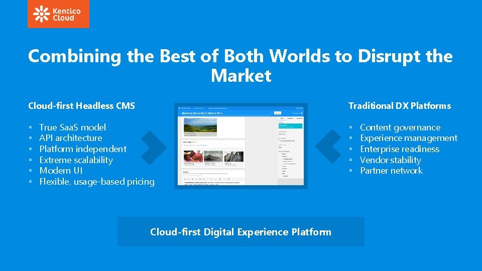 Combining the Best of Both Worlds to Disrupt the Market Cloud-first Headless CMS §