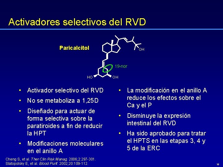 Activadores selectivos del RVD Paricalcitol OH 19 -nor HO • Activador selectivo del RVD