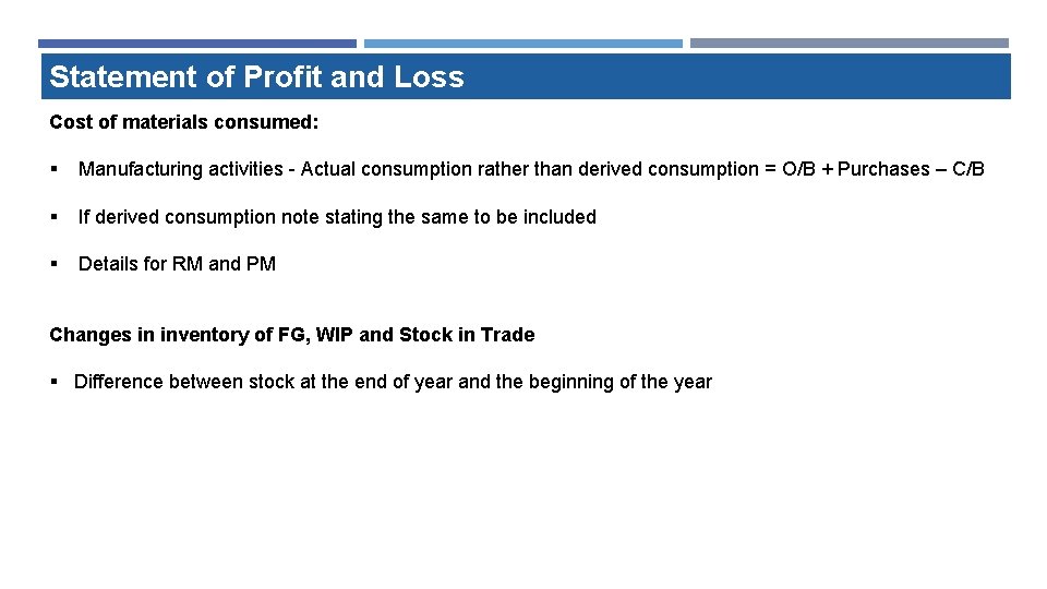 Statement of Profit and Loss Cost of materials consumed: § Manufacturing activities - Actual Statement of Profit and Loss Cost of materials consumed: § Manufacturing activities - Actual
