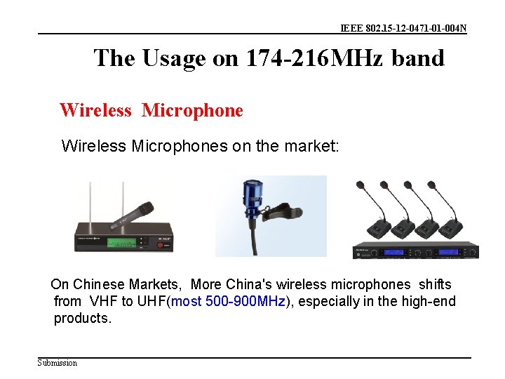 IEEE 802. 15 -12 -0471 -01 -004 N The Usage on 174 -216 MHz