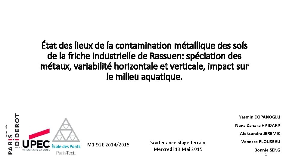 État des lieux de la contamination métallique des sols de la friche industrielle de