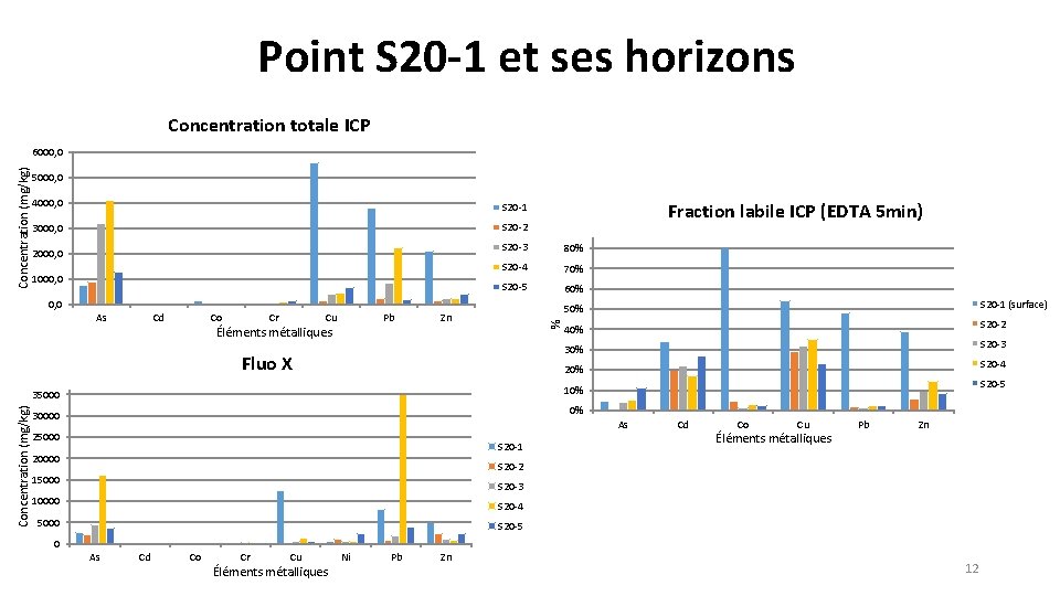 Point S 20 -1 et ses horizons Concentration totale ICP Concentration (mg/kg) 6000, 0
