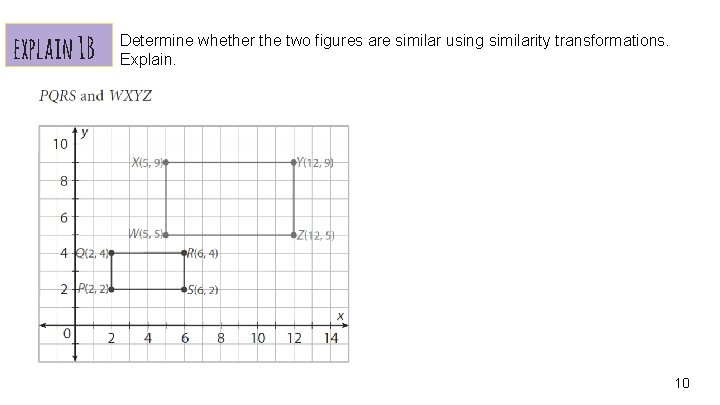 explain 1 B Determine whether the two figures are similar using similarity transformations. Explain.