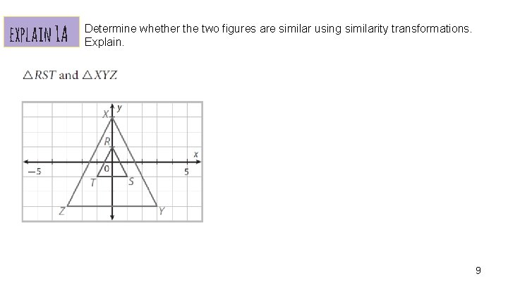 explain 1 A Determine whether the two figures are similar using similarity transformations. Explain.