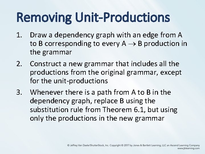 Removing Unit-Productions 1. Draw a dependency graph with an edge from A to B