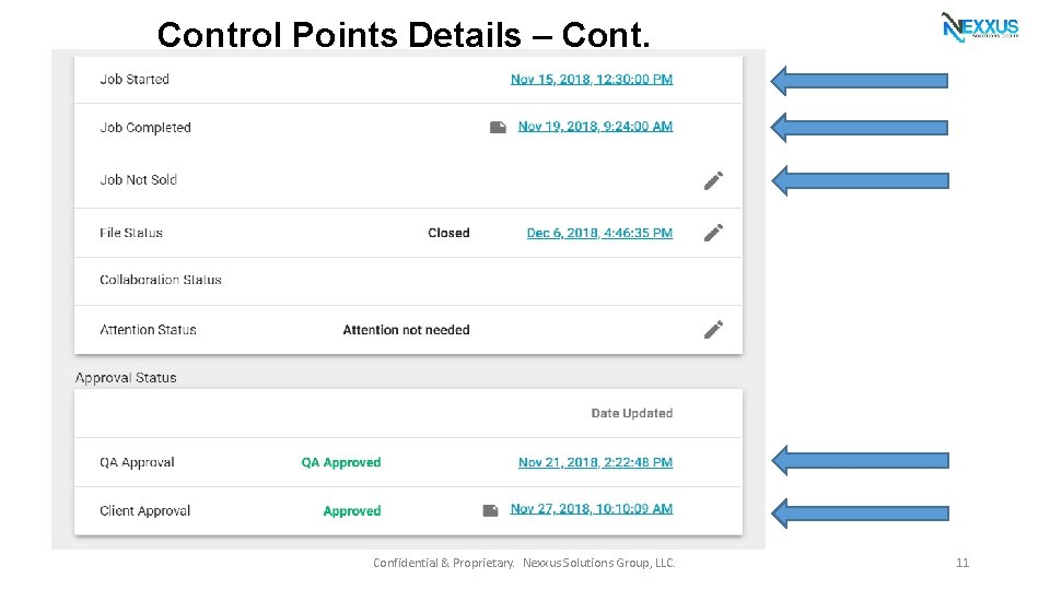 Control Points Details – Cont. Confidential & Proprietary. Nexxus Solutions Group, LLC. 11 