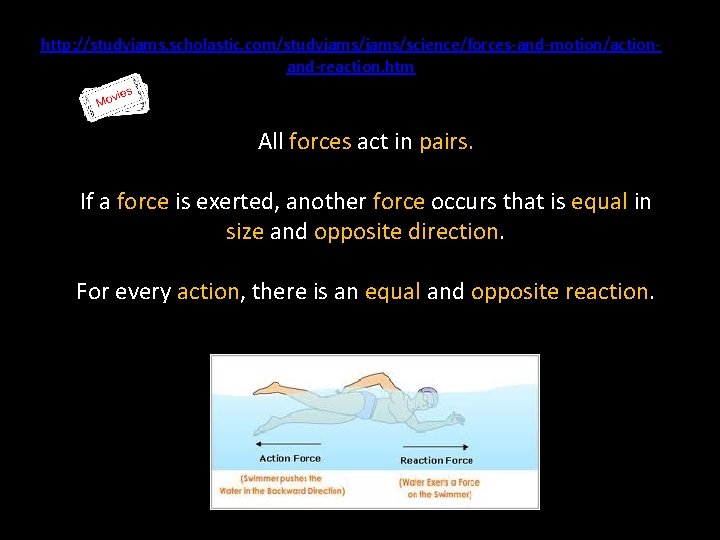 http: //studyjams. scholastic. com/studyjams/science/forces-and-motion/actionand-reaction. htm All forces act in pairs. If a force is