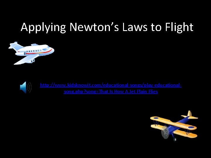 Applying Newton’s Laws to Flight http: //www. kidsknowit. com/educational-songs/play-educationalsong. php? song=That Is How A