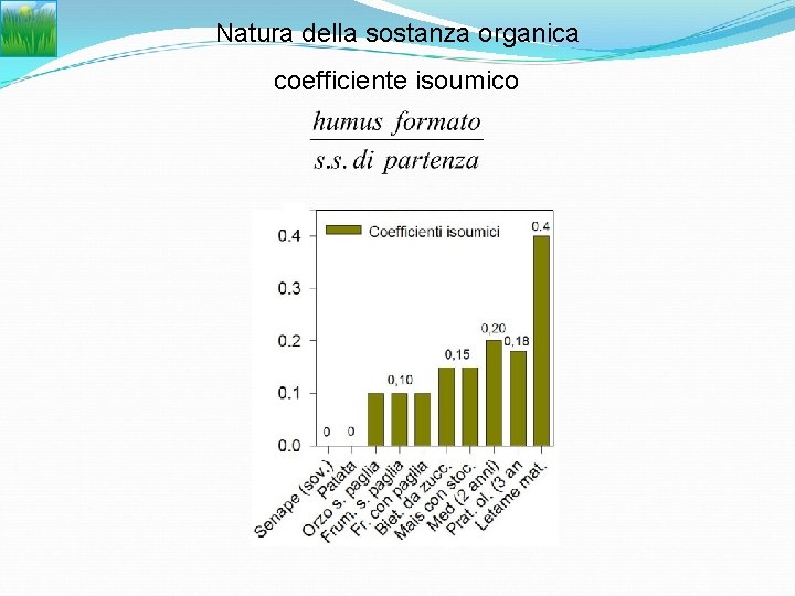 Natura della sostanza organica coefficiente isoumico 