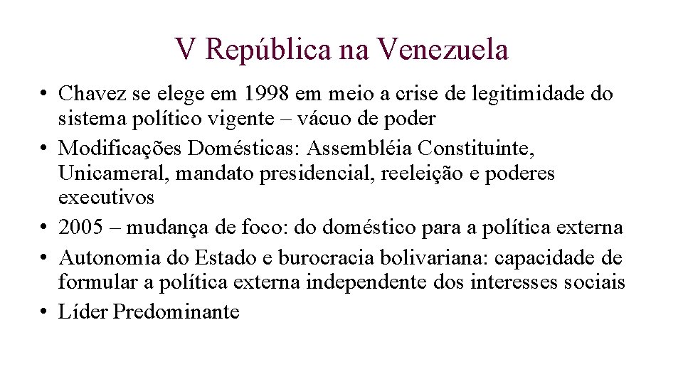 V República na Venezuela • Chavez se elege em 1998 em meio a crise