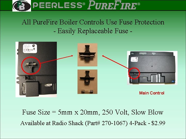 PEERLESS PINNACLE ® ® Rev 2 All Pure. Fire Boiler Controls Use Fuse Protection