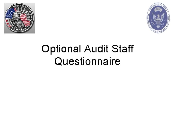 Optional Audit Staff Questionnaire 