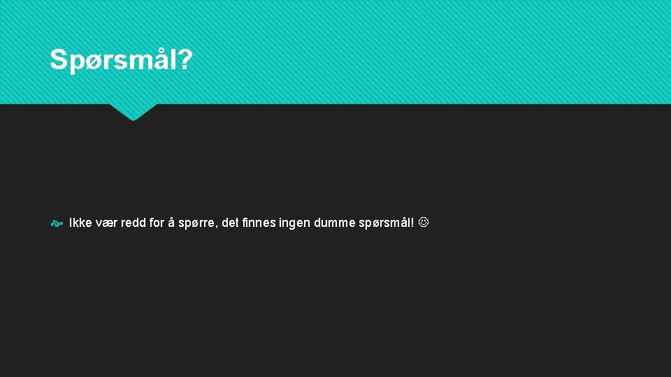 Spørsmål? Ikke vær redd for å spørre, det finnes ingen dumme spørsmål! 