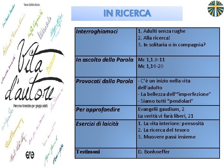 IN RICERCA Interroghiamoci 1. Adulti senza rughe 2. Alla ricerca! 3. In solitaria o