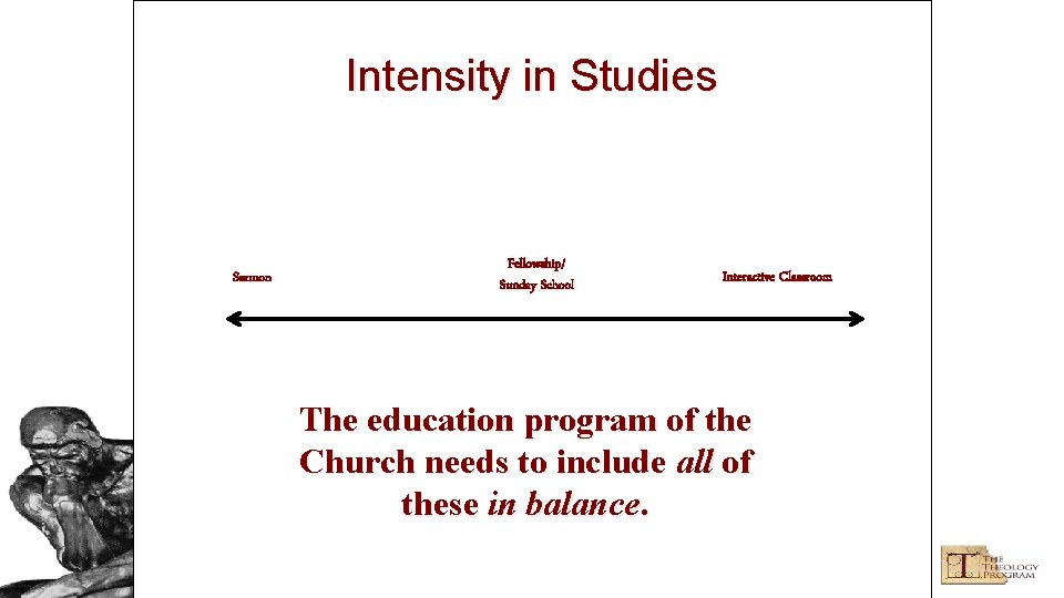 Intensity in Studies Fellowship/ Sunday School Sermon Interactive Classroom The education program of the