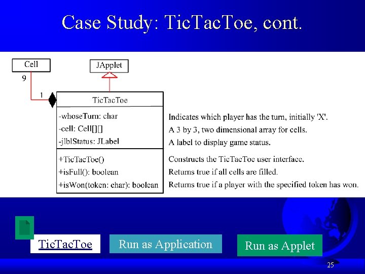 Case Study: Tic. Tac. Toe, cont. Tic. Tac. Toe Run as Application Run as