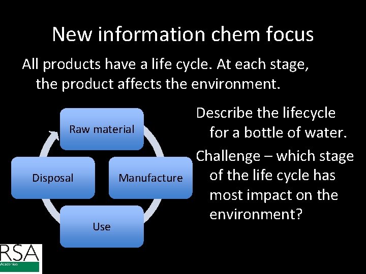 New information chem focus All products have a life cycle. At each stage, the New information chem focus All products have a life cycle. At each stage, the