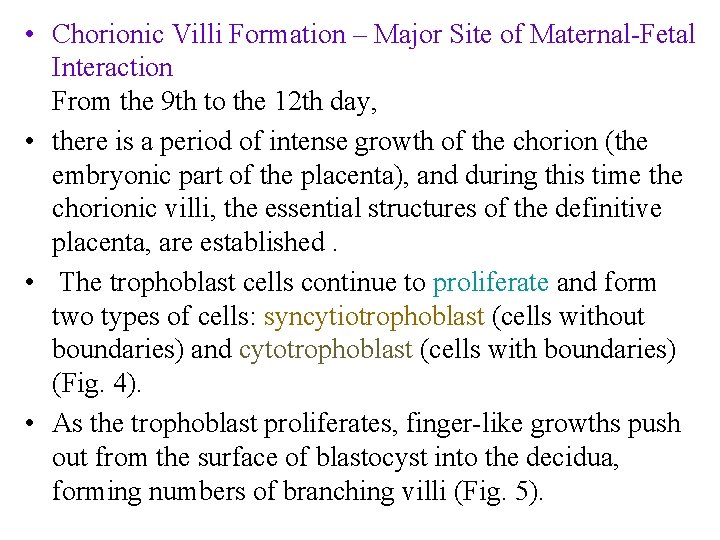  • Chorionic Villi Formation – Major Site of Maternal-Fetal Interaction From the 9