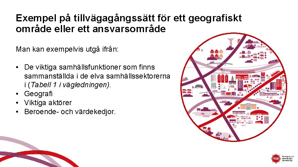 Exempel på tillvägagångssätt för ett geografiskt område eller ett ansvarsområde Man kan exempelvis utgå