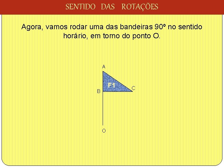 SENTIDO DAS ROTAÇÕES Agora, vamos rodar uma das bandeiras 90º no sentido horário, em