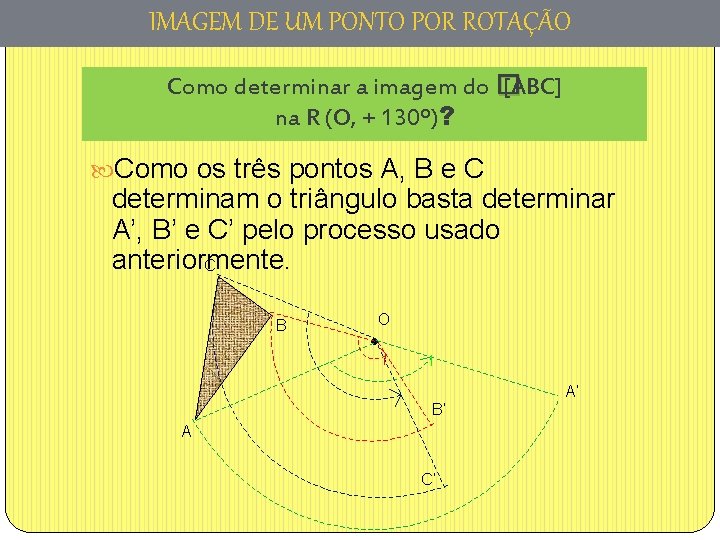 IMAGEM DE UM PONTO POR ROTAÇÃO Como determinar a imagem do � [ABC] na