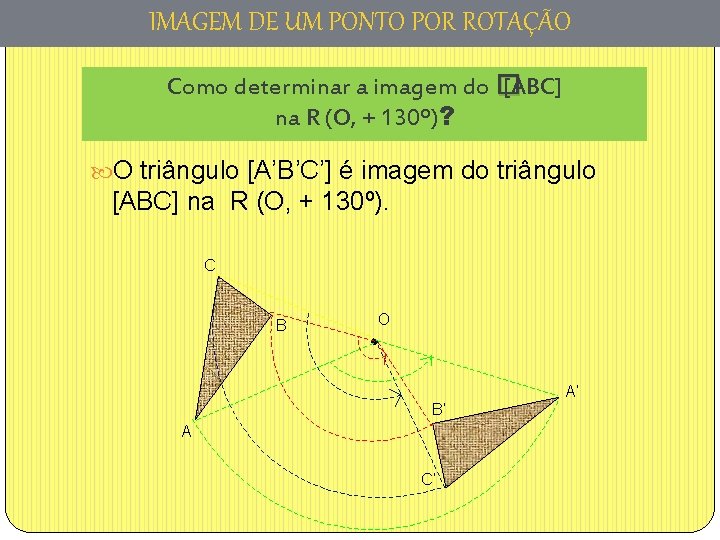 IMAGEM DE UM PONTO POR ROTAÇÃO Como determinar a imagem do � [ABC] na