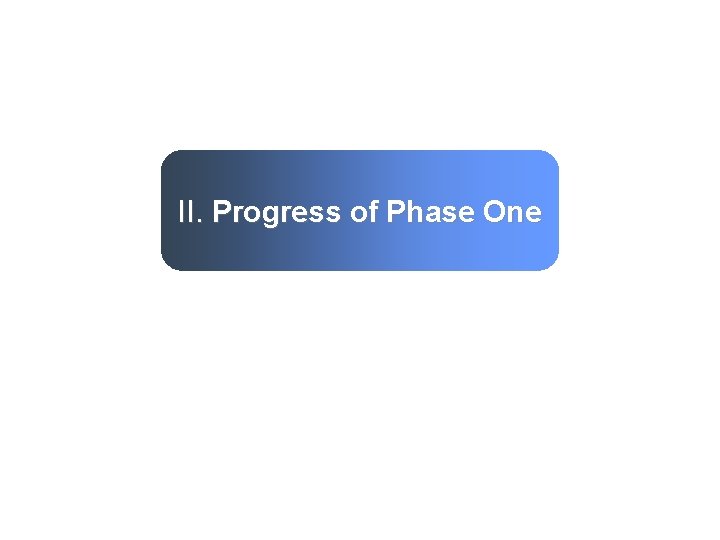 II. Progress of Phase One 