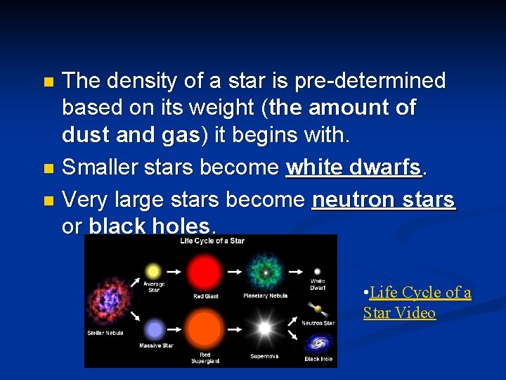 The density of a star is pre-determined based on its weight (the amount of