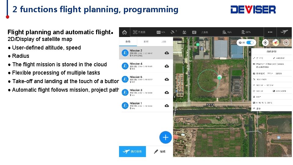 2 functions flight planning, programming Flight planning and automatic flight● 2 D/Display of satellite