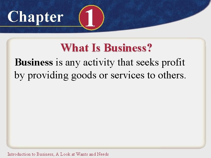 Chapter 1 What Is Business? Business is any activity that seeks profit by providing