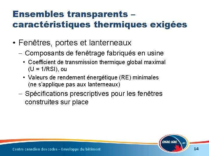 Ensembles transparents – caractéristiques thermiques exigées • Fenêtres, portes et lanterneaux – Composants de