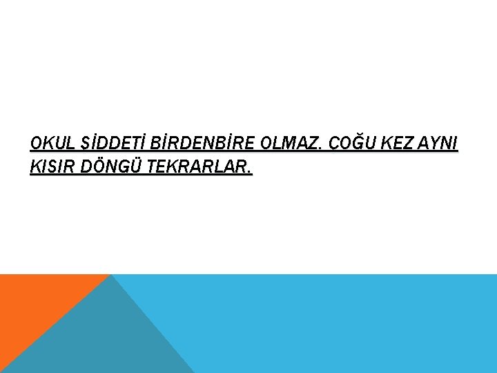 OKUL ŞİDDETİ BİRDENBİRE OLMAZ. ÇOĞU KEZ AYNI KISIR DÖNGÜ TEKRARLAR. 