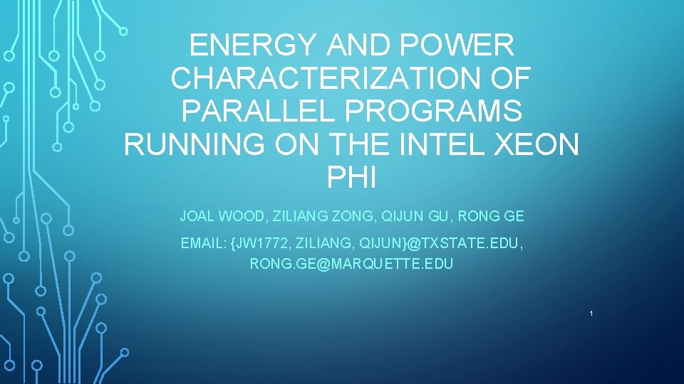 ENERGY AND POWER CHARACTERIZATION OF PARALLEL PROGRAMS RUNNING ON THE INTEL XEON PHI JOAL