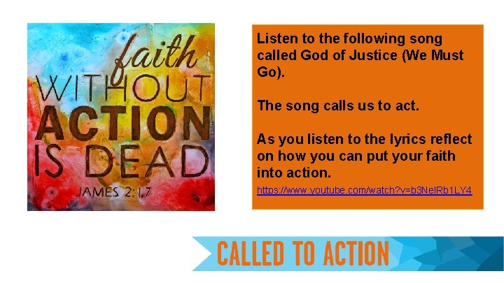 Listen to the following song called God of Justice (We Must Go). The song