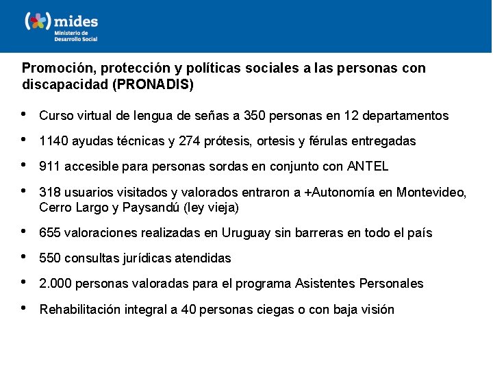 Promoción, protección y políticas sociales a las personas con discapacidad (PRONADIS) • Curso virtual